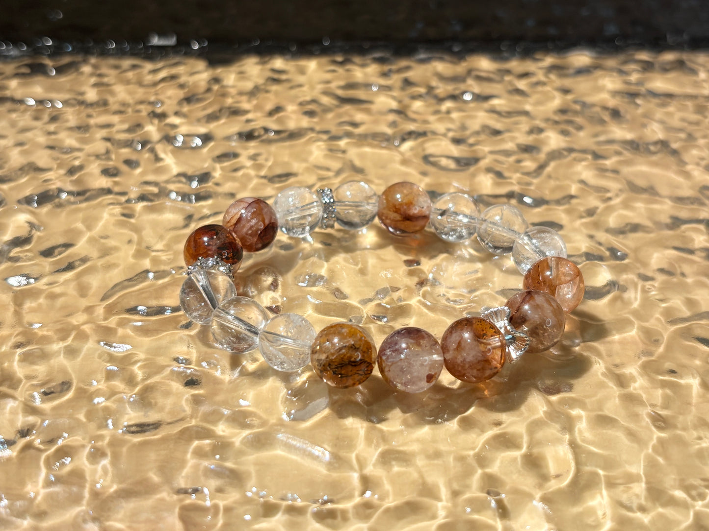 Red Hematoid & Clear Quartz Bracelet Healing Set Chakra - Balancing Crystal Jewelry