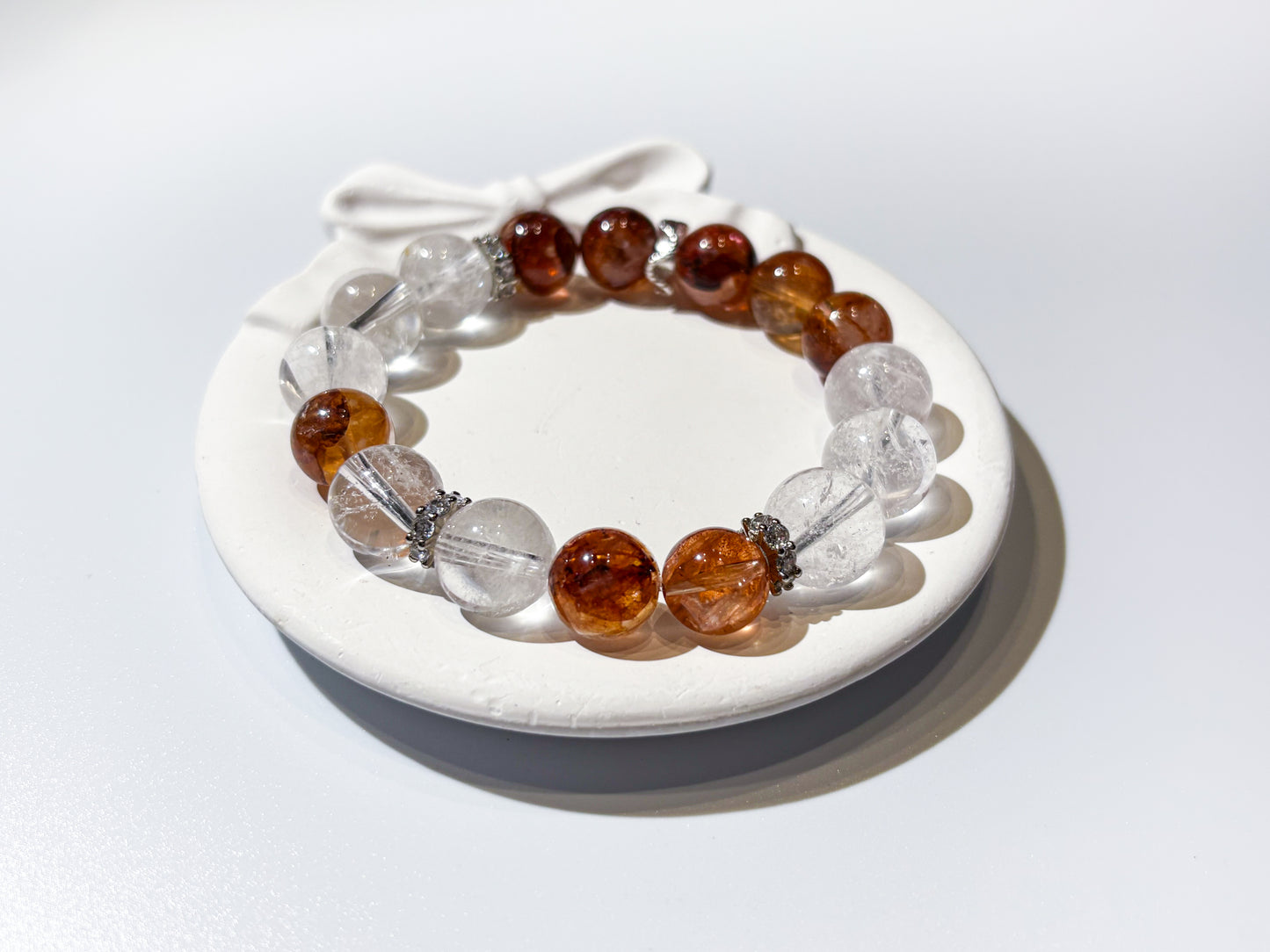 Red Hematoid & Clear Quartz Bracelet Healing Set Chakra - Balancing Crystal Jewelry
