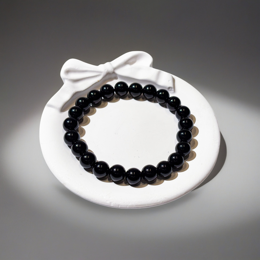 Natural Black Obsidian Bracelet | The Ultimate Protection Stone | Wards Off Negative Energy, Psychic Attacks & Ill Intent | Grounding & Cleansing Jewelry