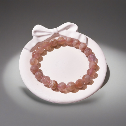 Natural Creamy Sakura Agate Bracelet | Gentle Healing & Self-Love Crystal | Flower Agate Jewelry for Anxiety Relief & New Beginnings | Aesthetic Women's Bracelet
