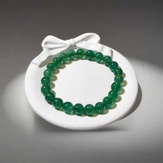 Natural Green Strawberry Quartz Bracelet for Career Luck & Positive Relationships | Heart Chakra Healing Crystal | Attract Benefactors & Business Success