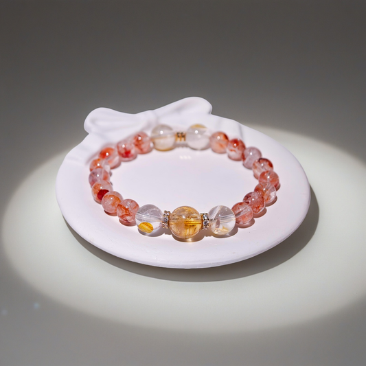 Red Hematoid Quartz & Citrine Crystal Healing Set Chakra-Balancing Crystal Jewelry