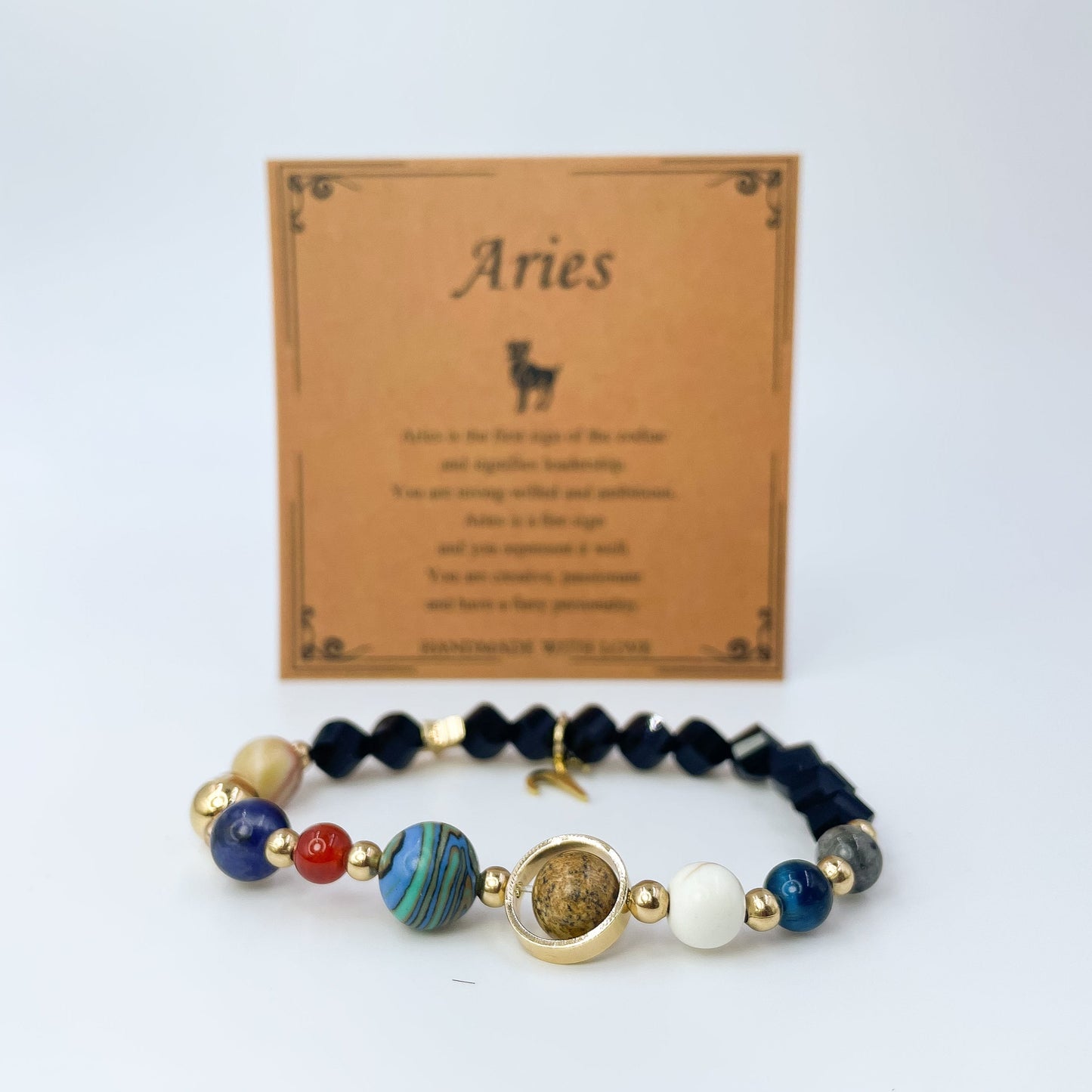 Planet Series - Aries Nature Stone Zodiac Bracelet - Nura Crystal