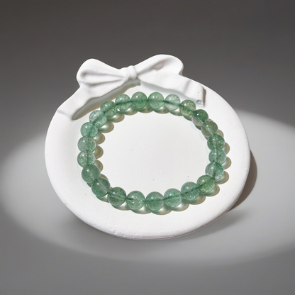 Natural Green Strawberry Quartz Bracelet for Career Luck & Positive Relationships | Heart Chakra Healing Crystal | Attract Benefactors & Business Success
