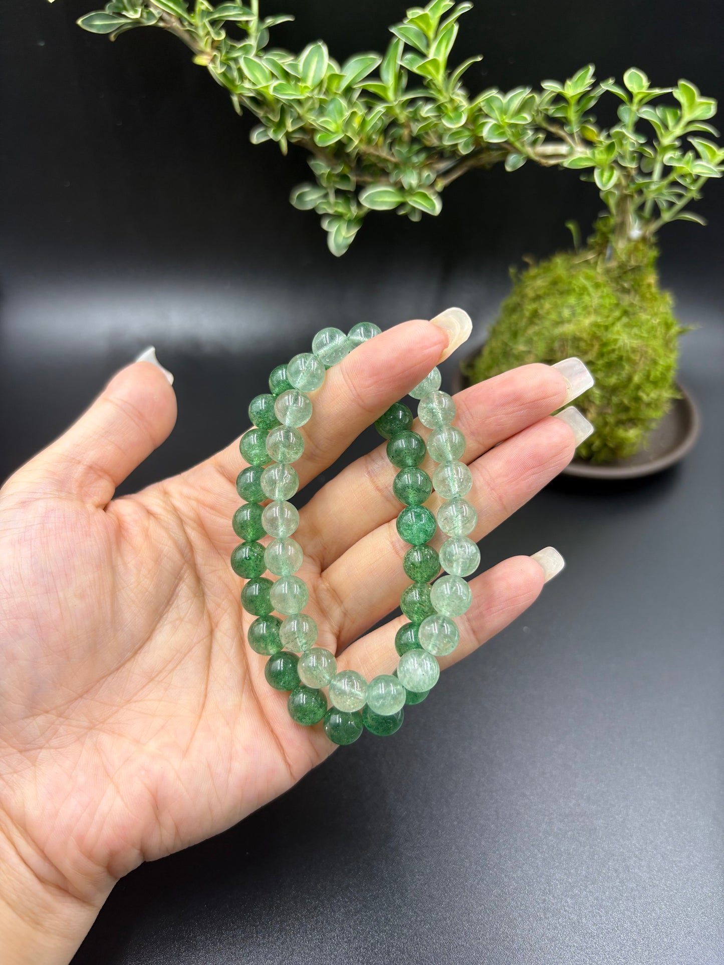 Natural Green Strawberry Quartz Bracelet for Career Luck & Positive Relationships | Heart Chakra Healing Crystal | Attract Benefactors & Business Success