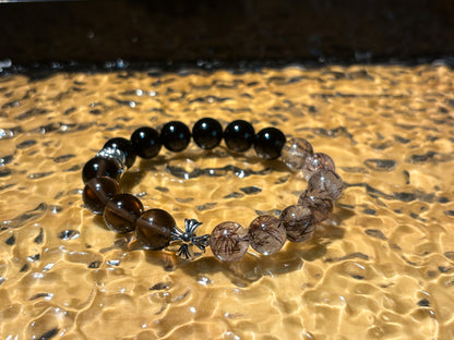 Obsidian, Red Ritualised Quartz & Ice Obsidian Bracelet Healing Set Chakra - Balancing Crystal Jewelry