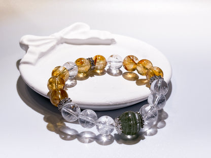 Citrine & Clear Quartz Bracelet Healing Set Chakra - Balancing Crystal Jewelry