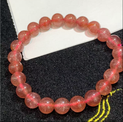 Natural Strawberry Quartz Bracelet "The Love Magnet" | For Attracting Soulmates, Enhancing Charm & Boosting Relationships | Heart Chakra Crystal