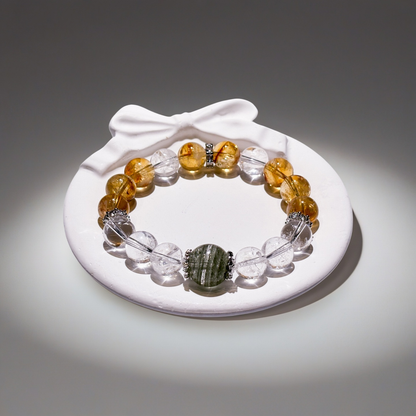Citrine & Clear Quartz Bracelet Healing Set Chakra - Balancing Crystal Jewelry