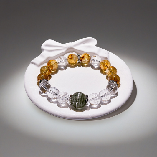 Citrine & Clear Quartz Bracelet Healing Set Chakra - Balancing Crystal Jewelry