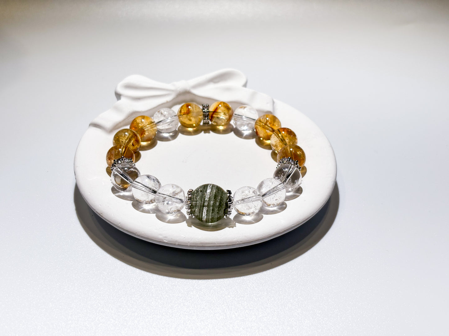 Citrine & Clear Quartz Bracelet Healing Set Chakra - Balancing Crystal Jewelry