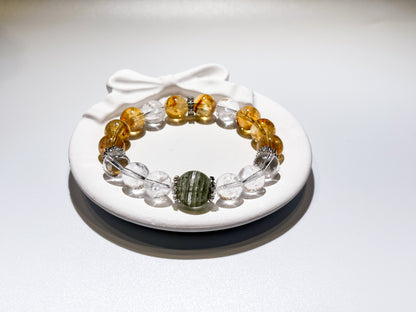 Citrine & Clear Quartz Bracelet Healing Set Chakra - Balancing Crystal Jewelry