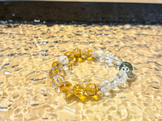 Citrine & Clear Quartz Bracelet Healing Set Chakra - Balancing Crystal Jewelry
