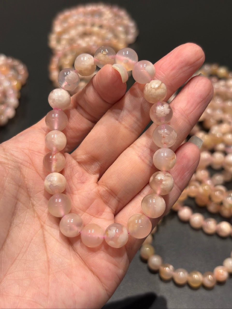 Natural Creamy Sakura Agate Bracelet | Gentle Healing & Self-Love Crystal | Flower Agate Jewelry for Anxiety Relief & New Beginnings | Aesthetic Women's Bracelet
