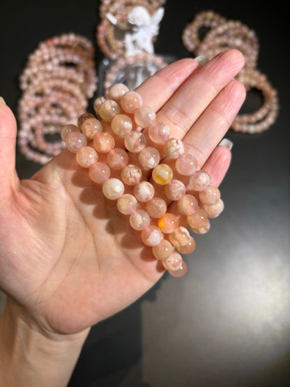 Natural Creamy Sakura Agate Bracelet | Gentle Healing & Self-Love Crystal | Flower Agate Jewelry for Anxiety Relief & New Beginnings | Aesthetic Women's Bracelet
