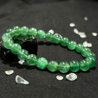 Natural Green Strawberry Quartz Bracelet for Career Luck & Positive Relationships | Heart Chakra Healing Crystal | Attract Benefactors & Business Success