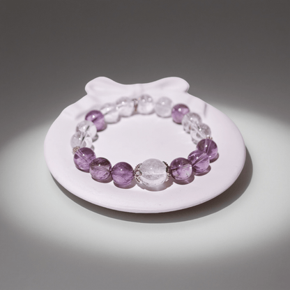 Amethyst & Clear Quartz Energy Healing Set Chakra - Balancing Crystal Jewelry - Nura Crystal