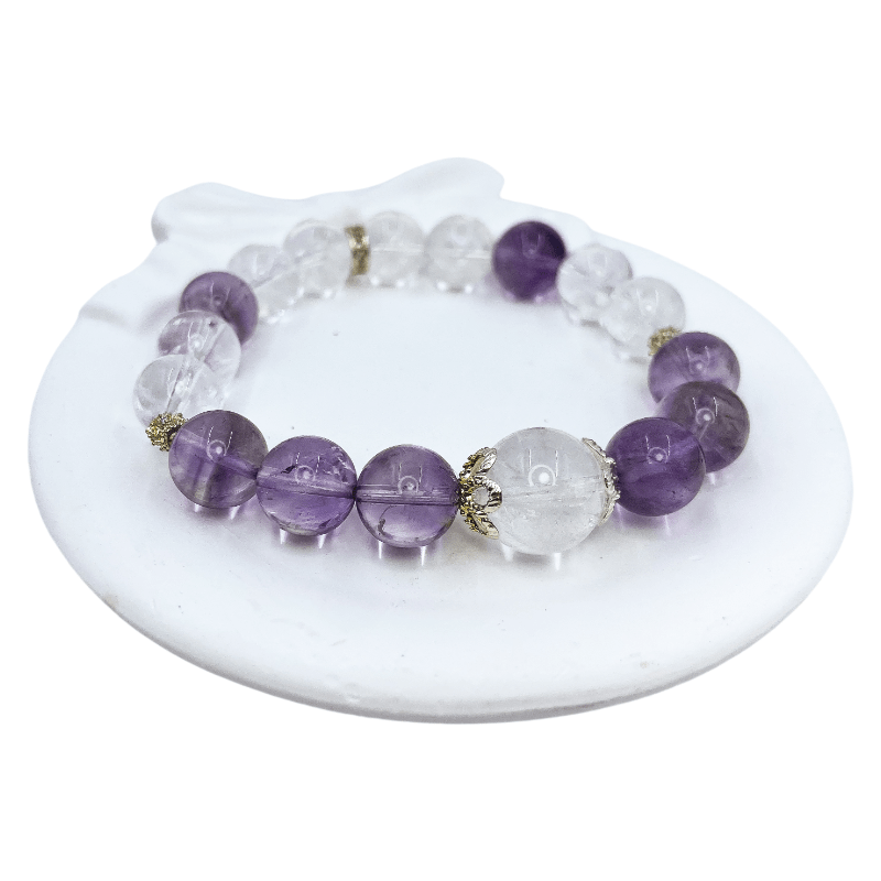 Amethyst & Clear Quartz Energy Healing Set Chakra - Balancing Crystal Jewelry - Nura Crystal