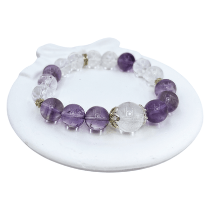 Amethyst & Clear Quartz Energy Healing Set Chakra - Balancing Crystal Jewelry - Nura Crystal