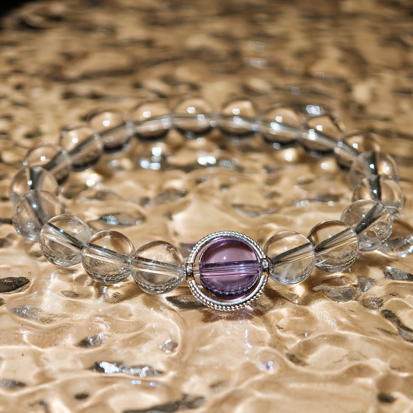 Amethyst & White Moonstone Bracelet Healing Set Chakra - Balancing Crystal Jewelry - Nura Crystal
