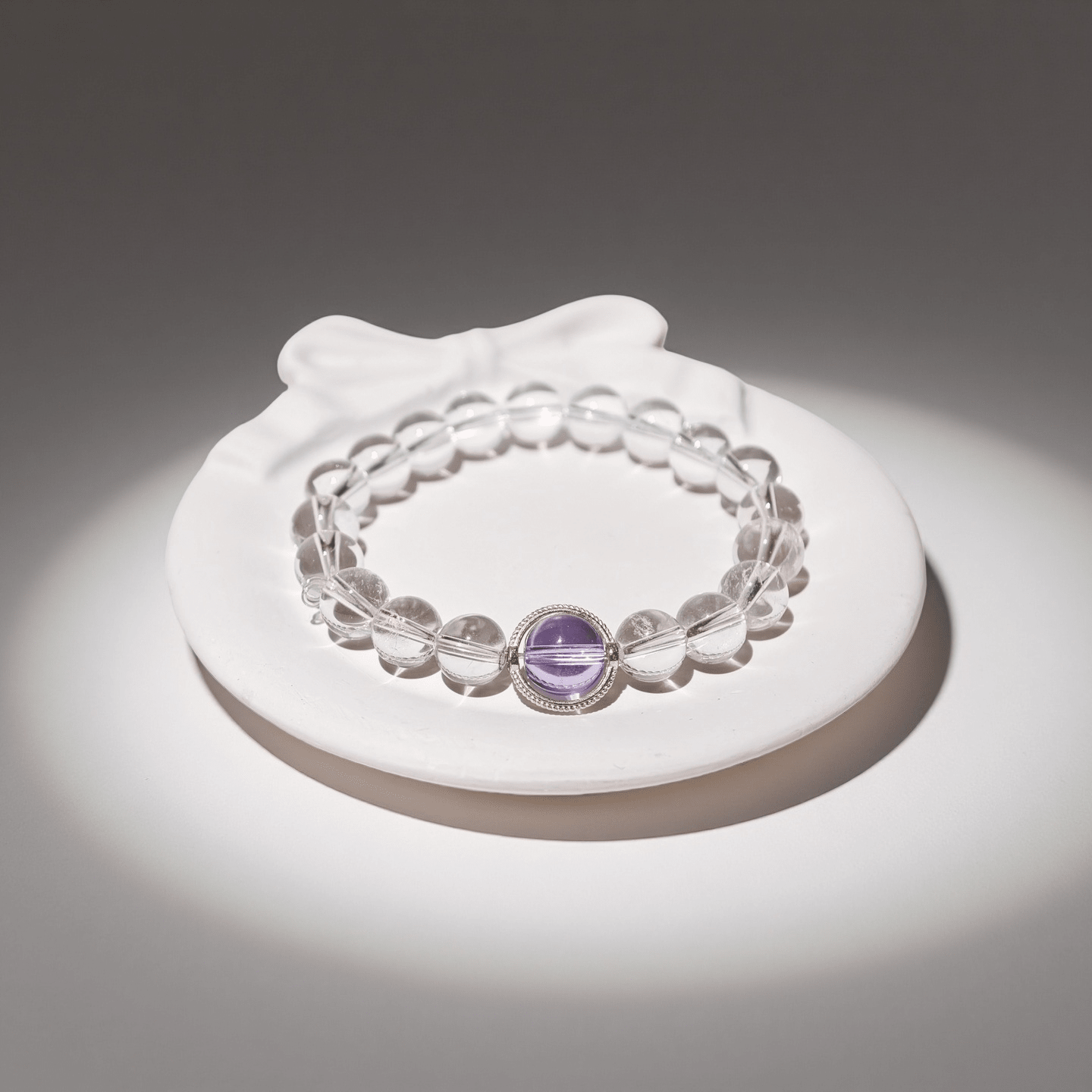 Amethyst & White Moonstone Bracelet Healing Set Chakra - Balancing Crystal Jewelry - Nura Crystal