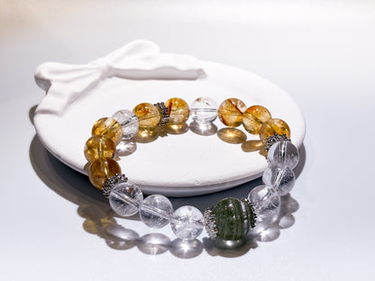 Citrine & Clear Quartz Bracelet Healing Set Chakra - Balancing Crystal Jewelry - Nura Crystal