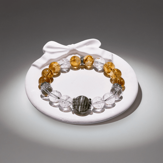 Citrine & Clear Quartz Bracelet Healing Set Chakra - Balancing Crystal Jewelry - Nura Crystal