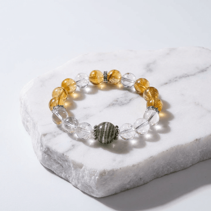 Citrine & Clear Quartz Bracelet Healing Set Chakra - Balancing Crystal Jewelry - Nura Crystal