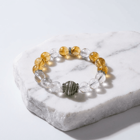 Citrine & Clear Quartz Bracelet Healing Set Chakra - Balancing Crystal Jewelry - Nura Crystal