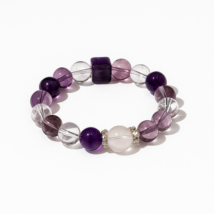 Amethyst, Clear Quartz & Amethyst Phantom Bracelet Healing Set Chakra - Balancing Crystal Jewelry