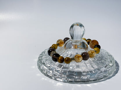 Golden Titanium Rutilated Quartz & Golden Tiger's Eye Bracelet Healing Set Chakra - Balancing Crystal Jewelry） - Nura Crystal