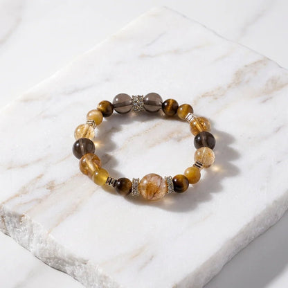 Golden Titanium Rutilated Quartz & Golden Tiger's Eye Bracelet Healing Set Chakra - Balancing Crystal Jewelry） - Nura Crystal