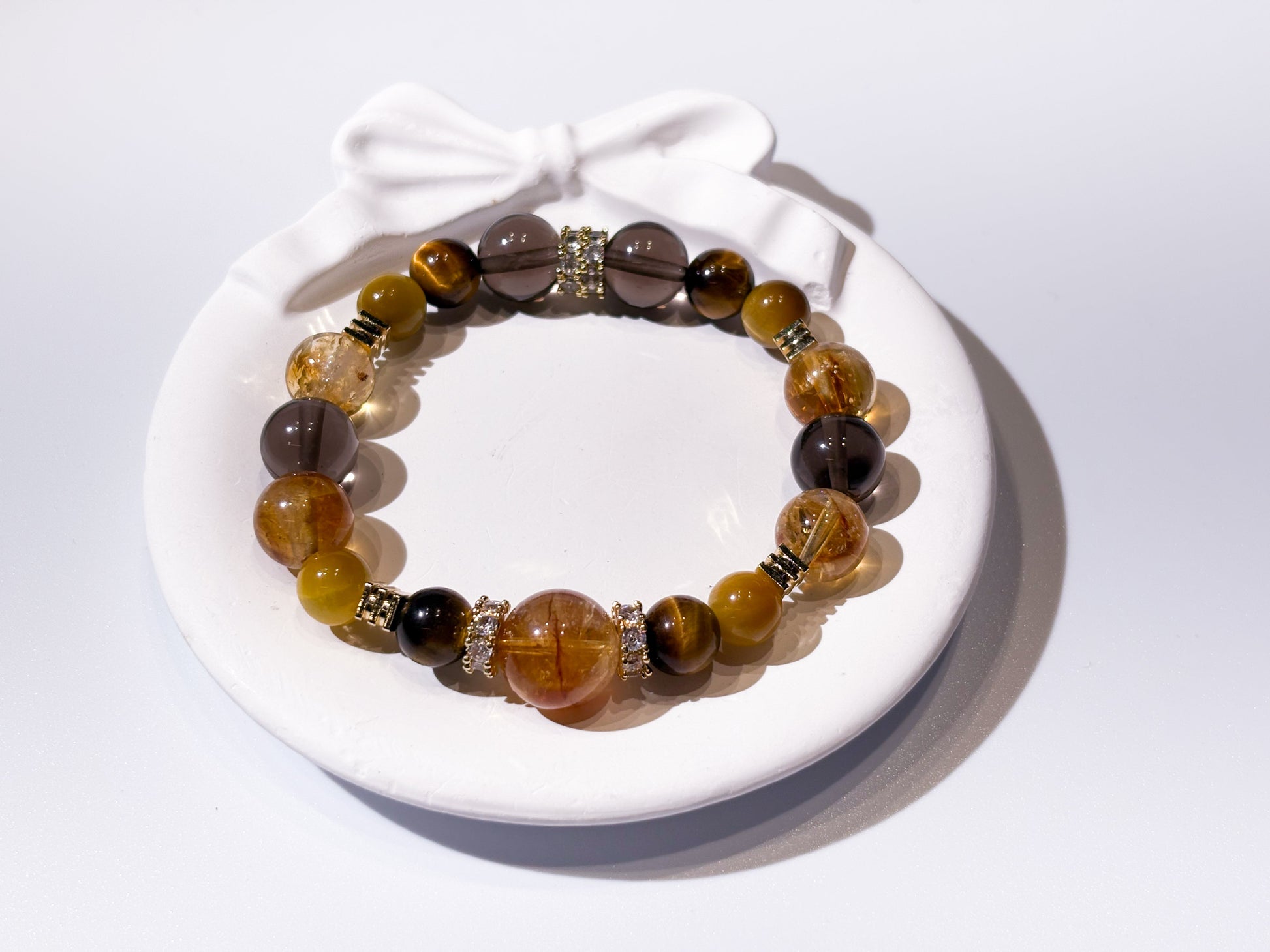 Golden Titanium Rutilated Quartz & Golden Tiger's Eye Bracelet Healing Set Chakra - Balancing Crystal Jewelry） - Nura Crystal