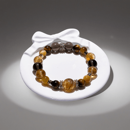 Golden Titanium Rutilated Quartz & Golden Tiger's Eye Bracelet Healing Set Chakra - Balancing Crystal Jewelry） - Nura Crystal