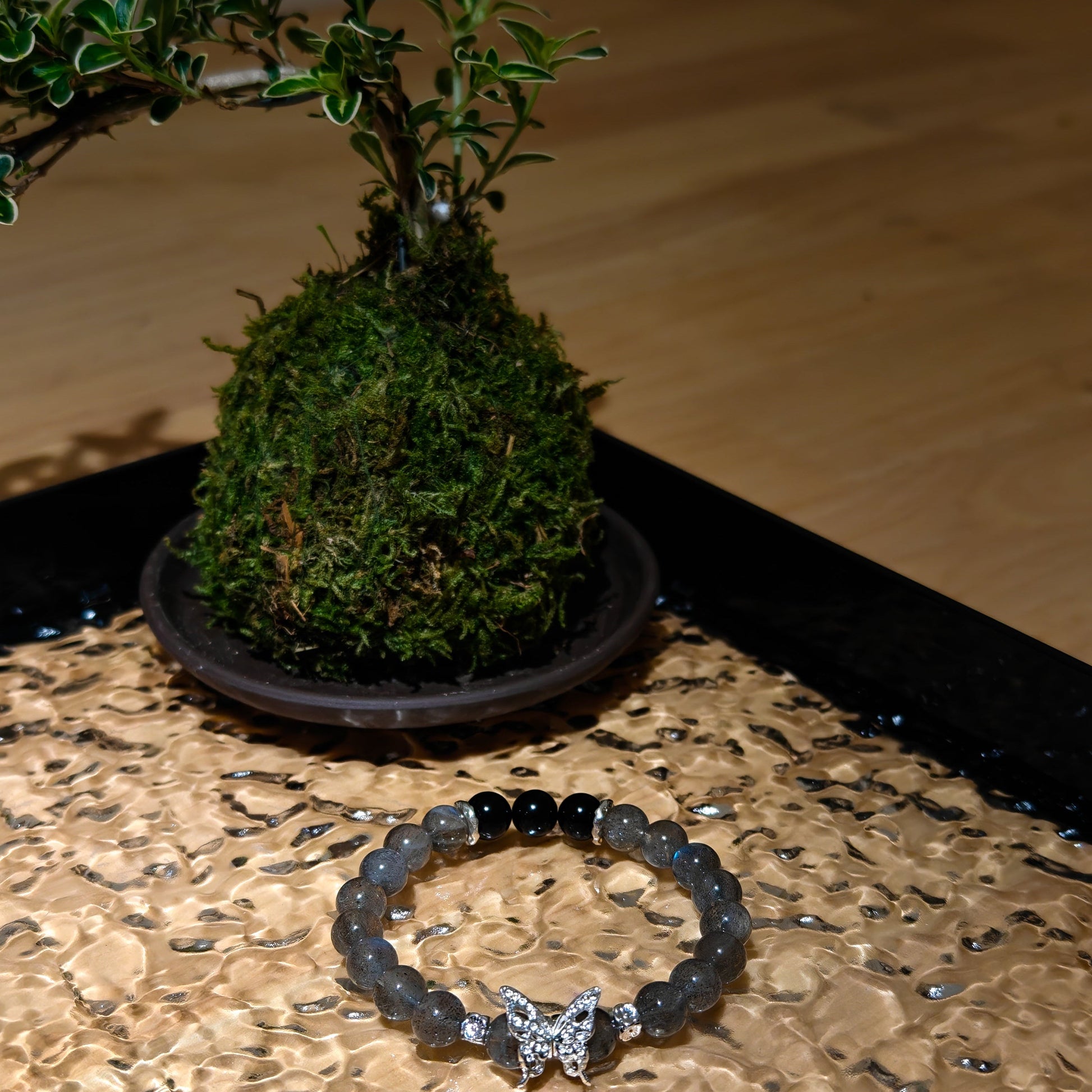 Grey Moonstone & Obsidian Bracelet Healing Set Chakra - Balancing Crystal Jewelry - Nura Crystal