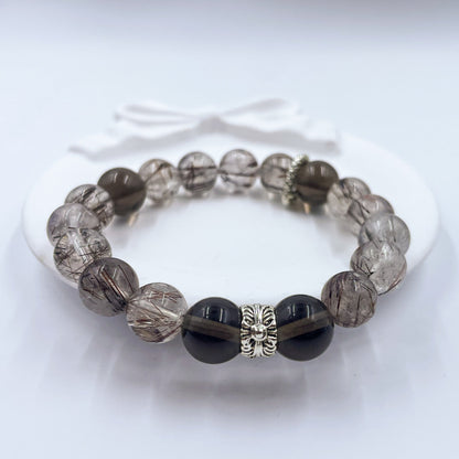 Red Rutilated Quartz & Ice Obsidian Energy Healing Set Chakra - Balancing Crystal Jewelry