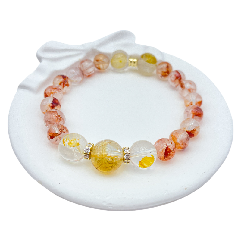 Red Hematoid Quartz & Citrine Crystal Healing Set Chakra-Balancing Crystal Jewelry