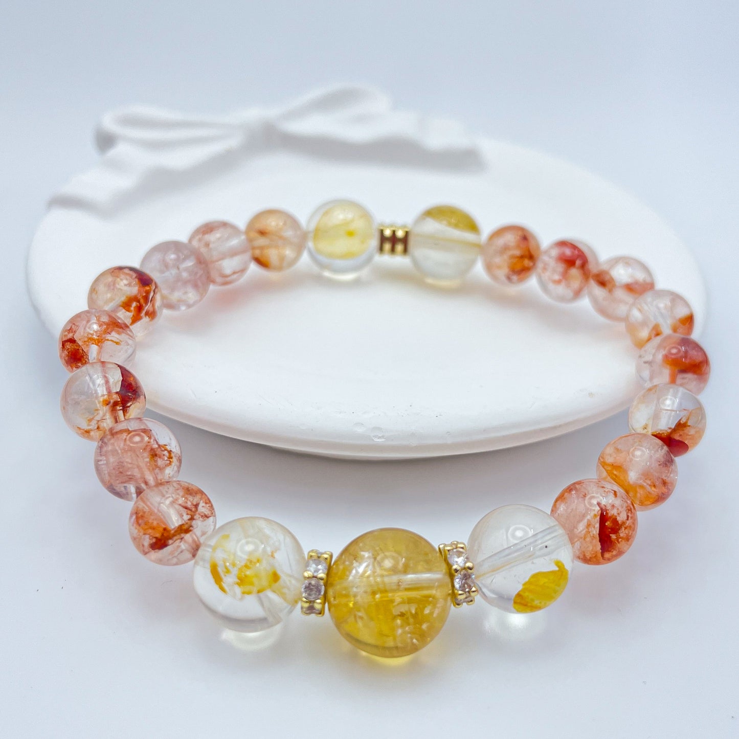 Red Hematoid Quartz & Citrine Crystal Healing Set Chakra-Balancing Crystal Jewelry