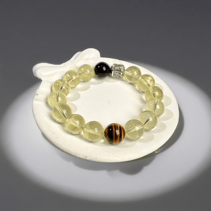 Lemon Citrine Tiger's Eye & Golden Sheen Obsidian Bracelet Healing Set Chakra - Balancing Crystal Jewelry - Nura Crystal