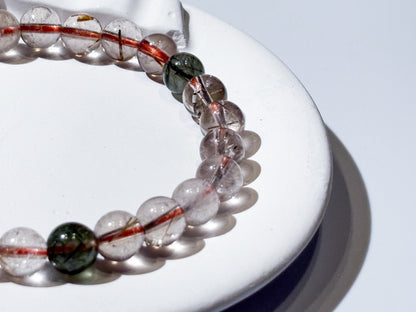 Natural Colorful Rutilated Quartz Bracelet | The All - in - One Powerhouse | For Wealth, Health, Protection & Career Success | High Vibration Crystal - Nura Crystal