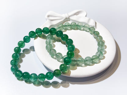 Natural Green Strawberry Quartz Bracelet for Career Luck & Positive Relationships | Heart Chakra Healing Crystal | Attract Benefactors & Business Success - Nura Crystal