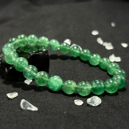 Natural Green Strawberry Quartz Bracelet for Career Luck & Positive Relationships | Heart Chakra Healing Crystal | Attract Benefactors & Business Success - Nura Crystal