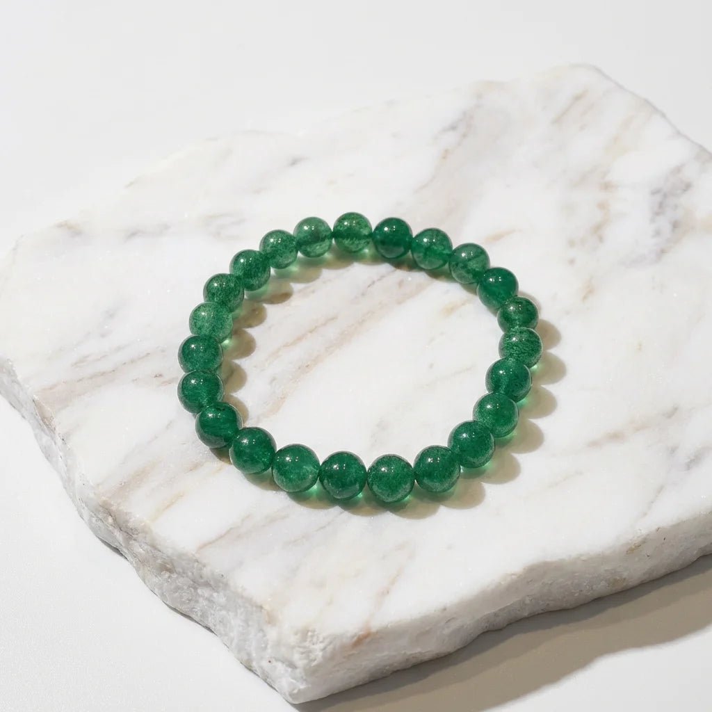 Natural Green Strawberry Quartz Bracelet for Career Luck & Positive Relationships | Heart Chakra Healing Crystal | Attract Benefactors & Business Success - Nura Crystal