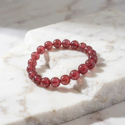 Natural Strawberry Quartz Bracelet | Attracting Soulmates, Enhancing Charm | Heart Chakra Crystal - Nura Crystal