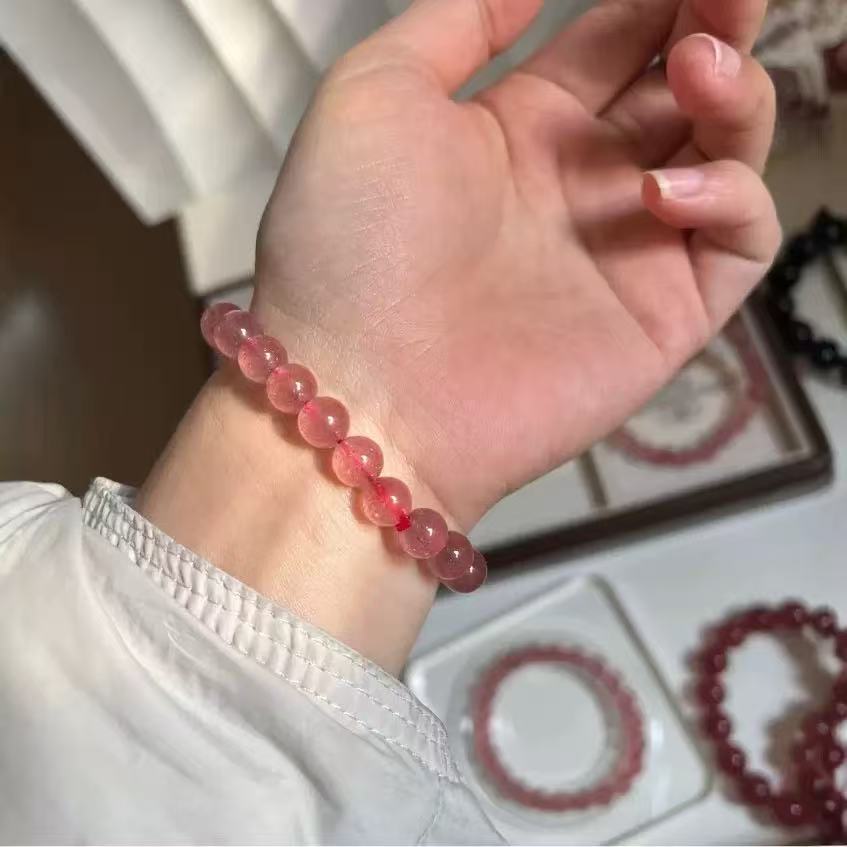 Natural Strawberry Quartz Bracelet For Attracting Soulmates, Enhancing Charm & Boosting Relationships Chakra - Nura Crystal