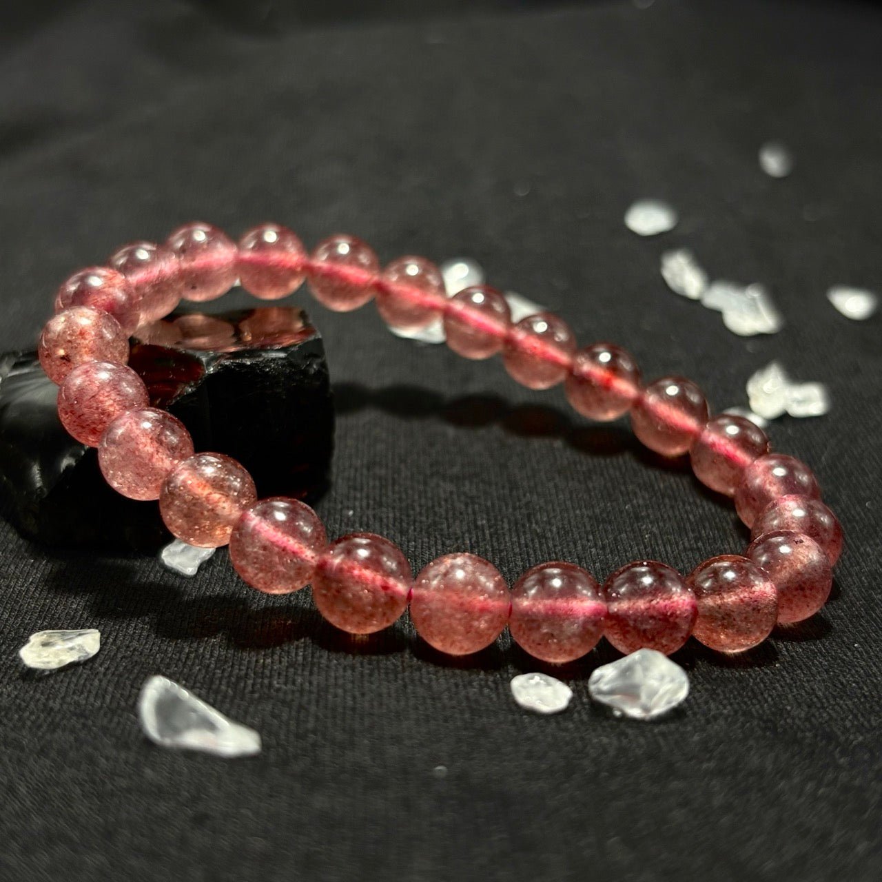 Natural Strawberry Quartz Bracelet For Attracting Soulmates, Enhancing Charm & Boosting Relationships Chakra - Nura Crystal