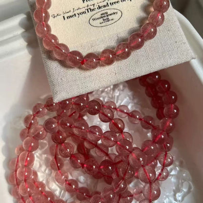 Natural Strawberry Quartz Bracelet For Attracting Soulmates, Enhancing Charm & Boosting Relationships Chakra - Nura Crystal