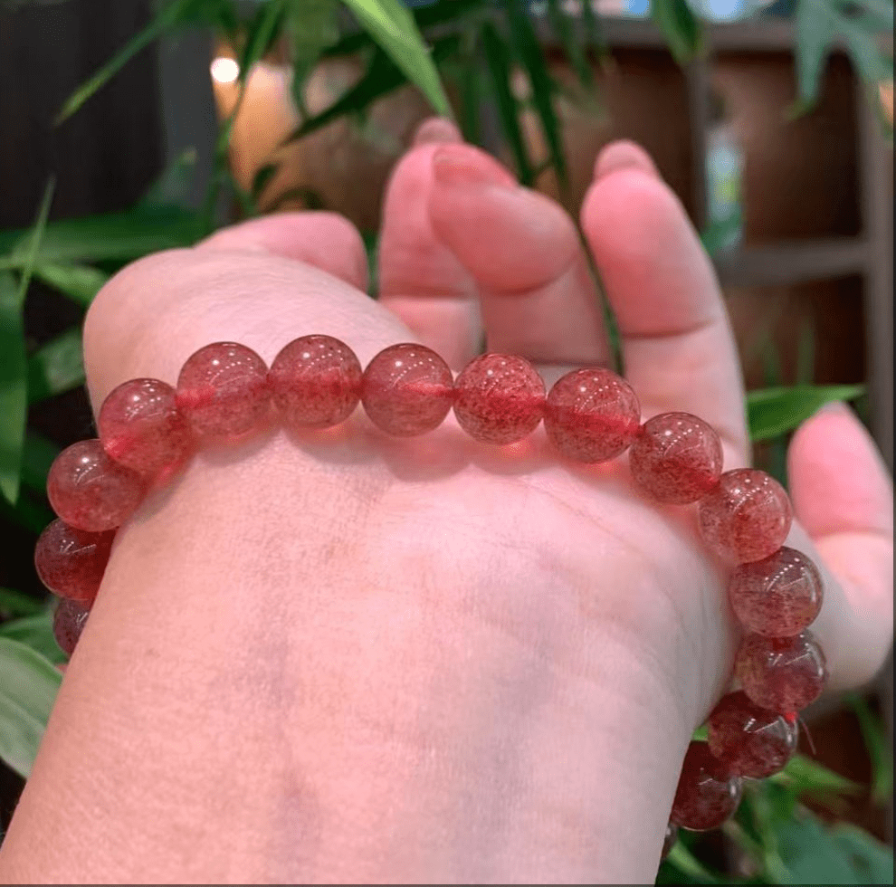 Natural Strawberry Quartz Bracelet For Attracting Soulmates, Enhancing Charm & Boosting Relationships Chakra - Nura Crystal