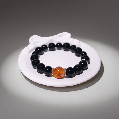 Obsidian & Citrine Energy Bracelet Healing Set Chakra - Balancing Crystal Jewelry - Nura Crystal