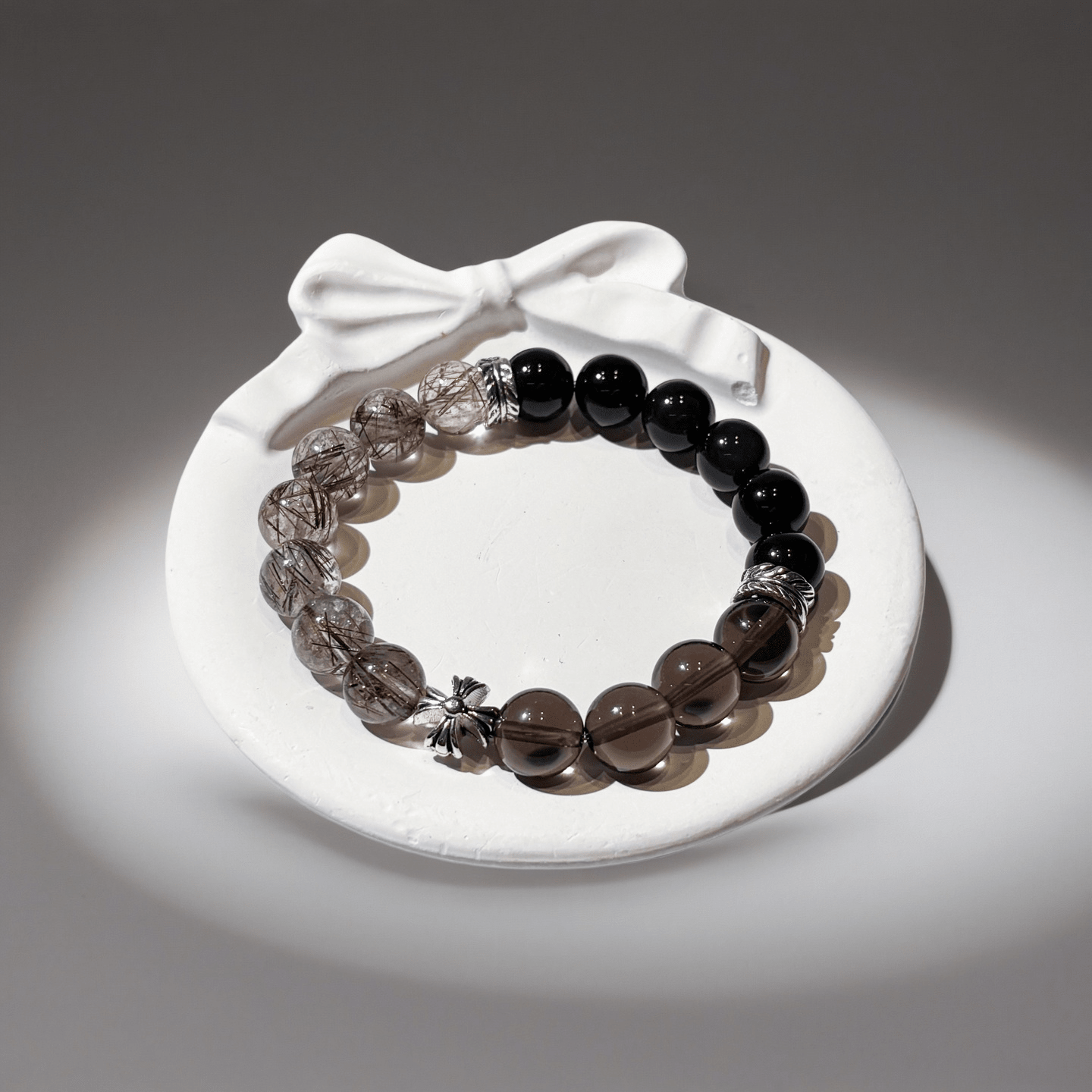 Obsidian, Red Ritualised Quartz & Ice Obsidian Bracelet Healing Set Chakra - Balancing Crystal Jewelry - Nura Crystal